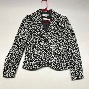 Kasper Petite Black White Dalmation Dot Print Blazer Jacket Women's Size 2P